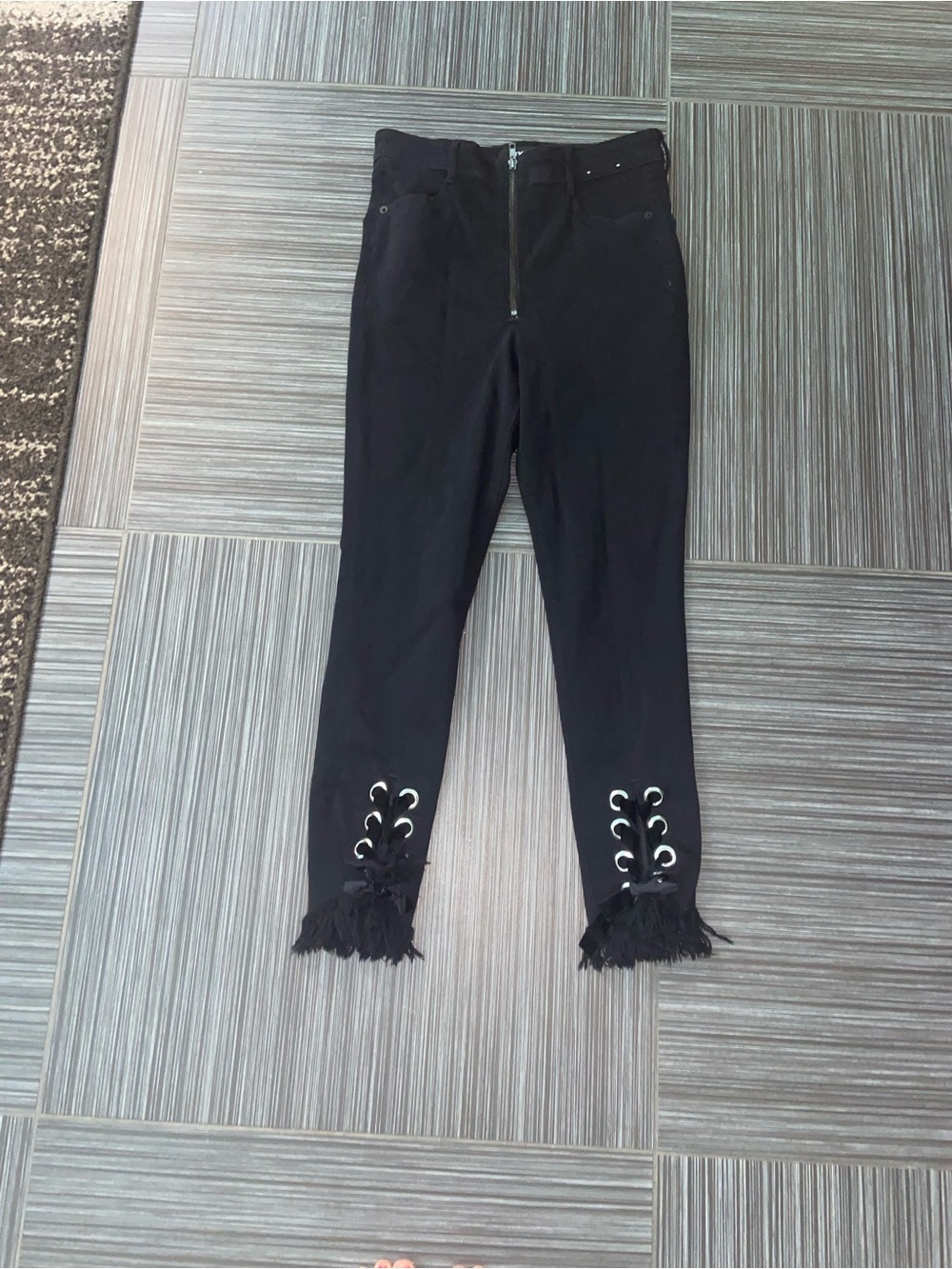 Express angle Jean denim leggings black super high rise size 6